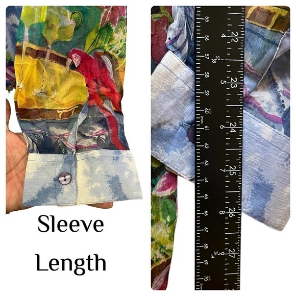 NWT Roaman’s Seaside Tropical Artsy Print Button Up Tank Blouse Plus Size 24W - Picture 7 of 14